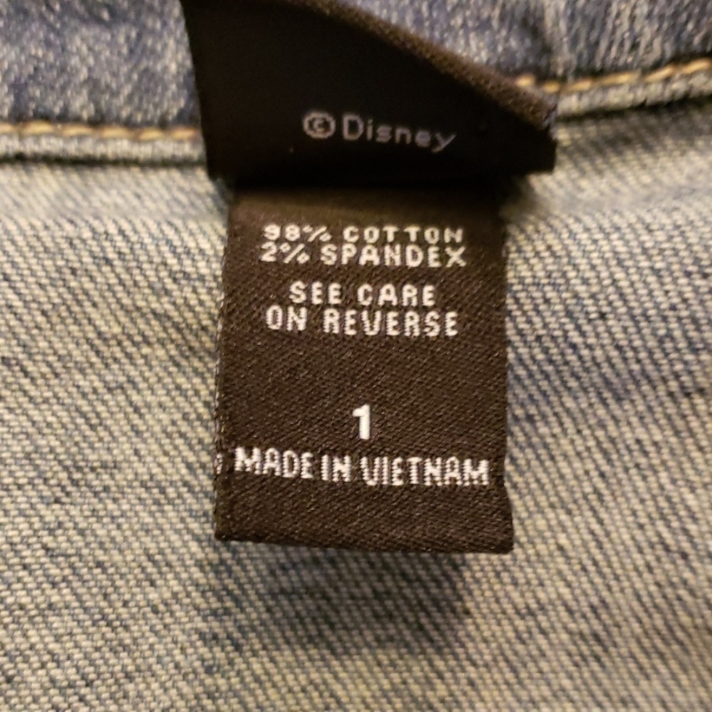 Disney Distressed Denim Jacket with Sewn on Metal Disney Charms sz1 EUC - Picture 5 of 13